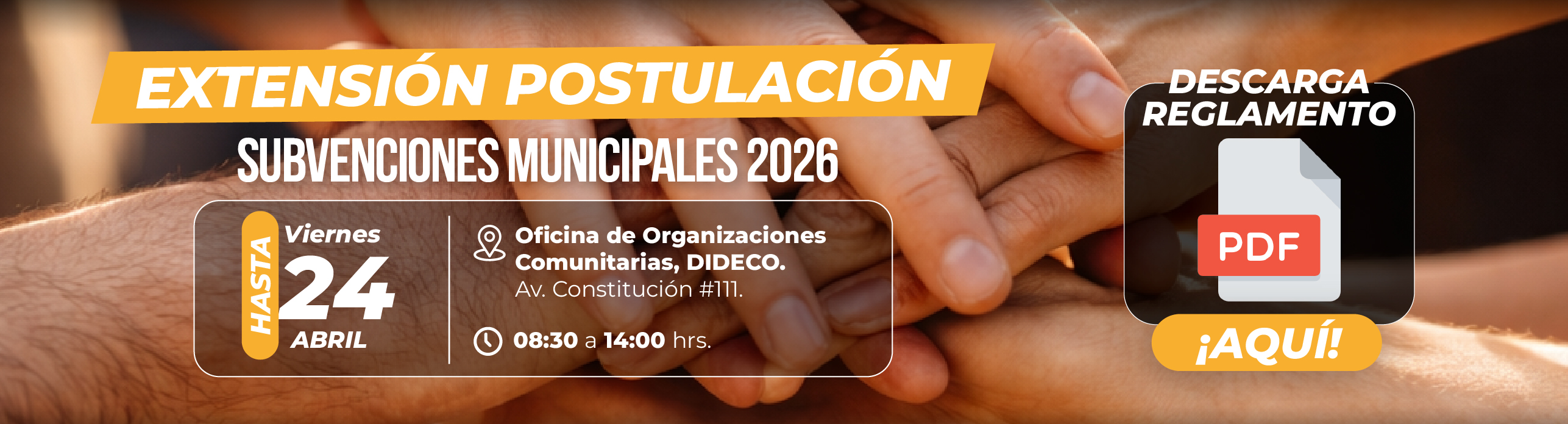 Extensión postulación de subvenciones municipales 2026